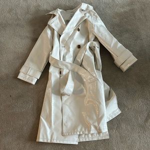 ASOS size 12 belted white trench, polyurethane/pleather like fabric
